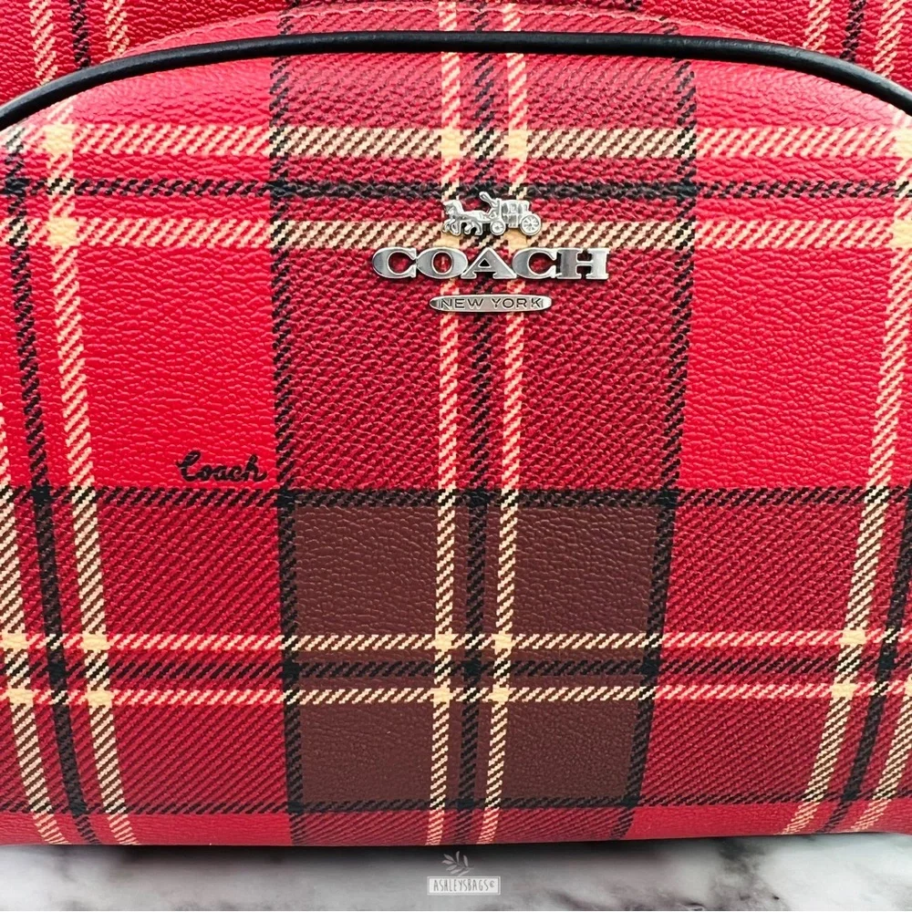 Coach Court Backpack With Tartan Plaid Print - Picture 2 of 16